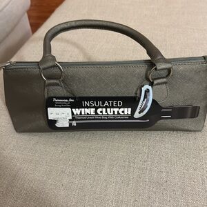 Wine clutch with corkscrew. Thermal. Dark Silver W/Shimmer. New with tags